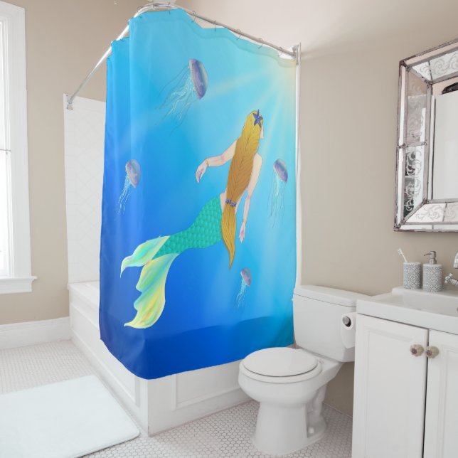 Rideaux De Douche Princesse de Sirène colorée (En situation)