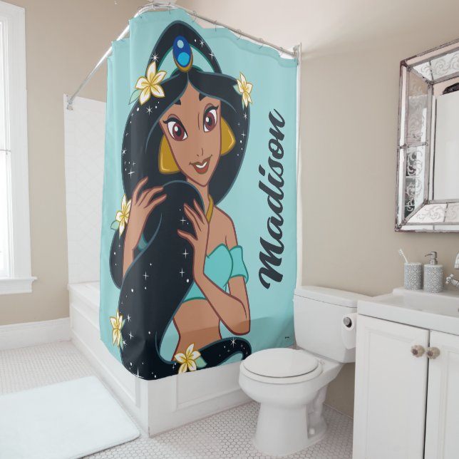 Rideaux De Douche Princesse Jasmine - Cheveux et fleurs étincelants (En situation)