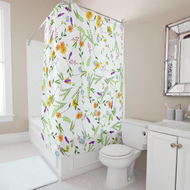 Rideaux De Douche Printemps Été Fleurs sauvages (En situation)