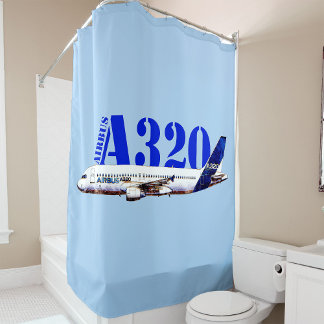 Rideaux De Douche Profil de dessin d'aquarelle d'Airbus A320