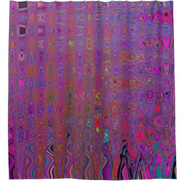 Rideaux De Douche Psychédélique Super Magenta Retro Vagues atomiques (Devant)
