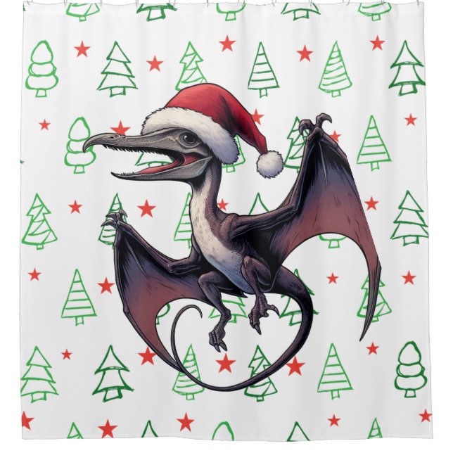 Rideaux De Douche Pterodactyle de Noël (Devant)