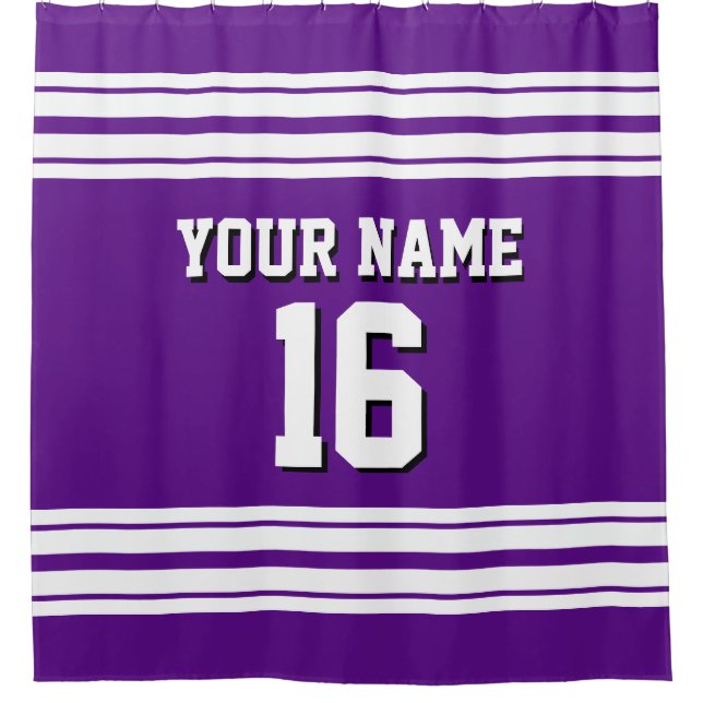 Rideaux De Douche Purple avec White Stripes Sports Jersey (Devant)