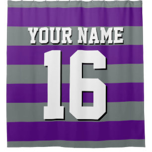 Rideaux De Douche Purple Charcoal Sports Jersey Preppy Stripe