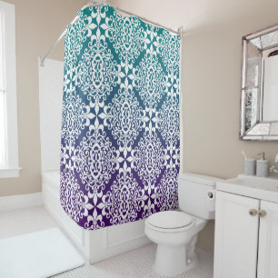 Rideaux De Douche Purple Et Turquoise Ombre Ornat Damask