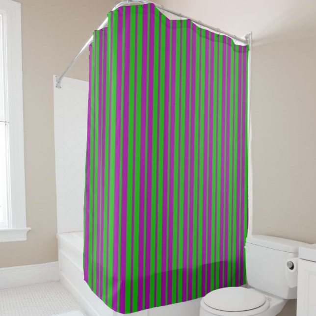 Rideaux De Douche Purple Green Stylish Stripes Pattern Design  (Créateur téléchargé)