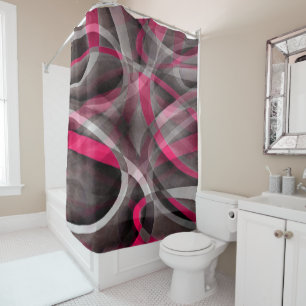 Rideaux De Douche Quatre-vingts Rose rose et gris Motif funky