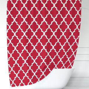Rideaux De Douche Quatrefeuilles marocain rouge et blanc