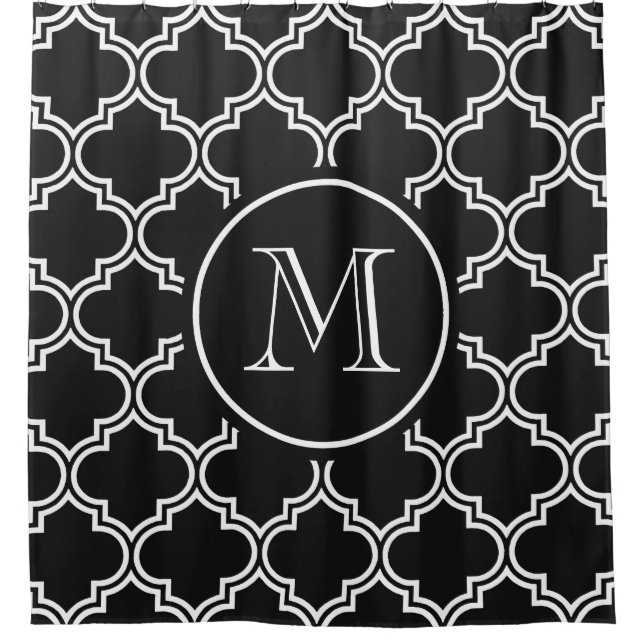 Rideaux De Douche Quatrefoil noir et blanc (Devant)