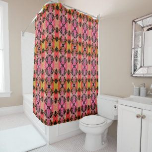 Rideaux De Douche Quilt Patch noir rose rétro Boho