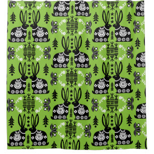 Rideaux De Douche Rabbit Nordic Scandinavian Folk Art