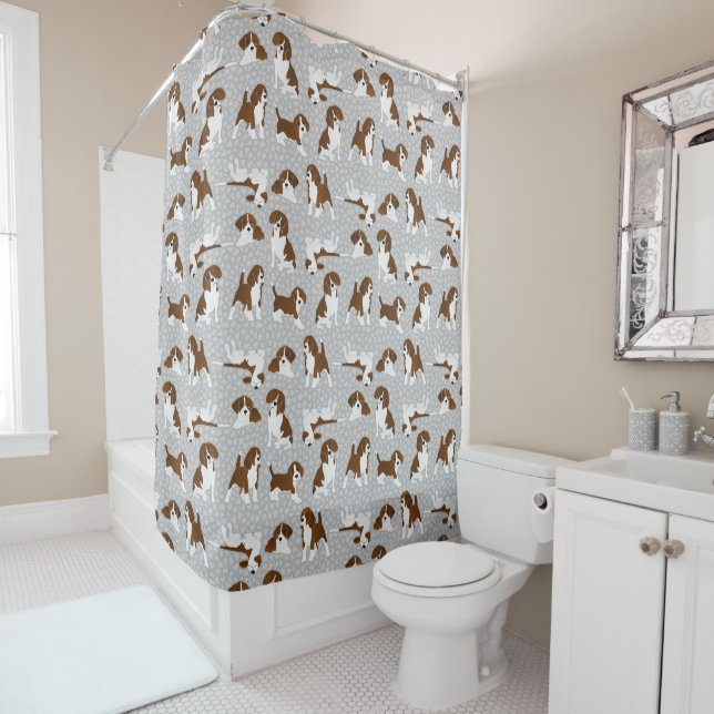 Rideaux De Douche race de chien beagle - gris (En situation)