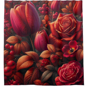 Rideaux De Douche "Radiant Raindrop Fall Floral Art"
