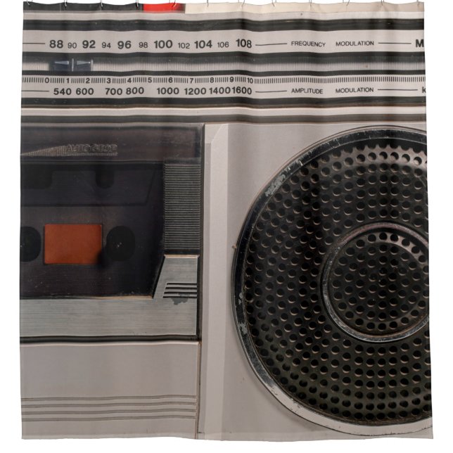 Rideaux De Douche Radiocassette radio stéréo portable rétro obsolète (Devant)