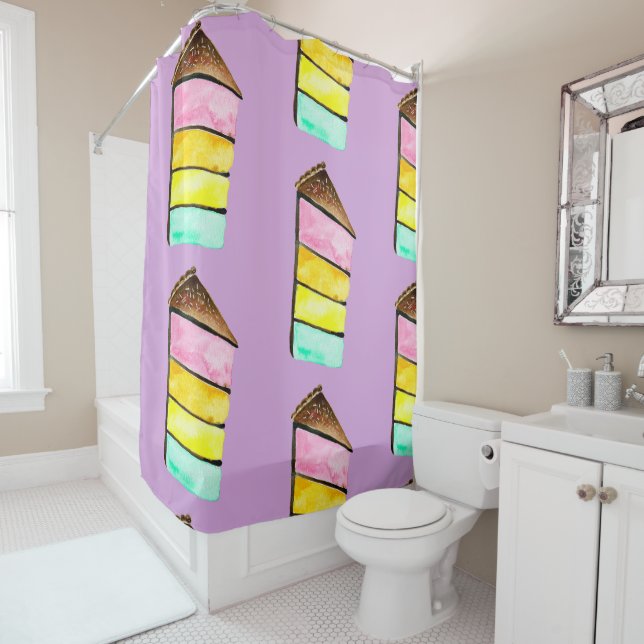 Rideaux De Douche Rainbow Cake watercolor (En situation)