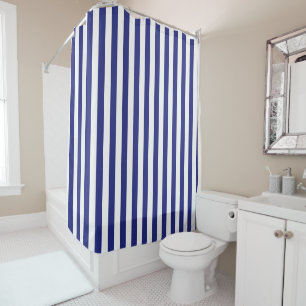Rideaux De Douche Rayures bleues et blanches verticales
