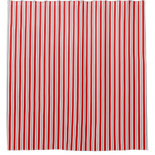 Rideaux De Douche Rayures d'été - blanc rouge-foncé et gris/gris