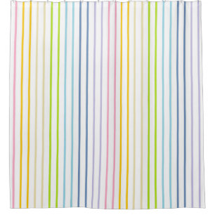 Rideaux De Douche Rayures en pastel d'arc-en-ciel décrites par
