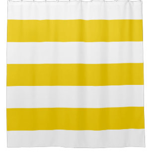 Rideaux De Douche Rayures horizontales blanches et jaunes