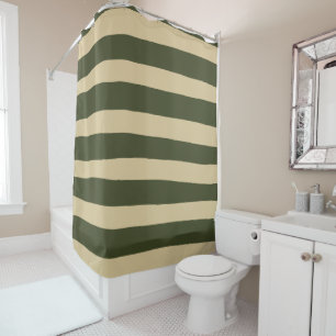 Rideaux De Douche Rayures irrégulières en kaki et vert