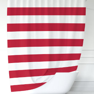 Rideaux De Douche Rayures larges rouges et blanches modernes