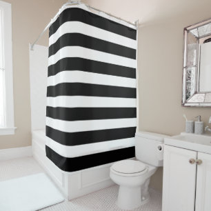 Rideaux De Douche Rayures noir et blanc chic moderne