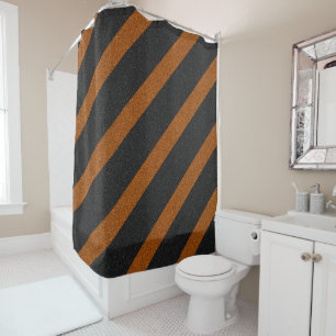 Rideaux De Douche Rayures orange et noir Paillettes