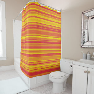 Rideaux De Douche Rayures Orange Rouge Jaune