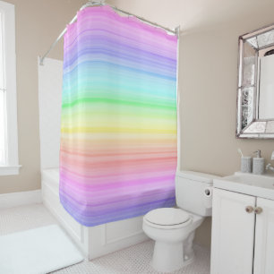 Rideaux De Douche Rayures pourpres roses de pastel d'arc-en-ciel