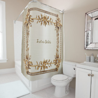 Rideaux De Douche Rectangle doré Fleurs Dimonées brillantes