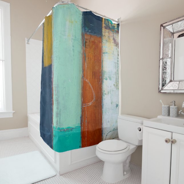 Rideaux De Douche Rectangles Abstraites (En situation)