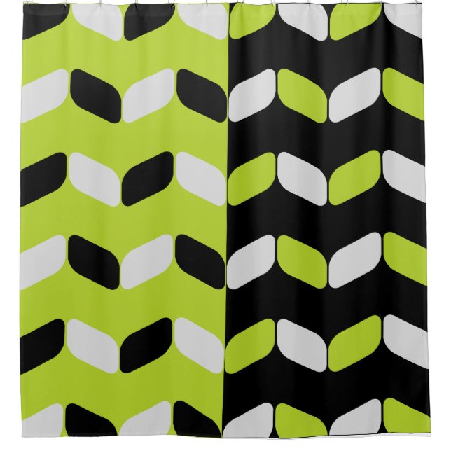 Rideaux De Douche Rectangles diagonales Chartreuse noire (Devant)