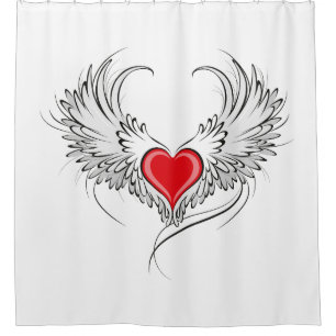 Rideaux De Douche Red Angel Coeur avec ailes
