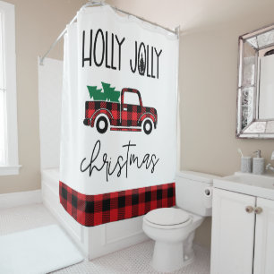 Rideaux De Douche Red Buffalo Plaid Camion Vintage Noël