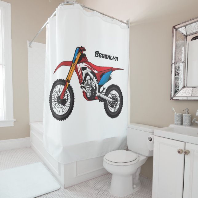 Rideaux De Douche Red dirt bike motorcycle (En situation)