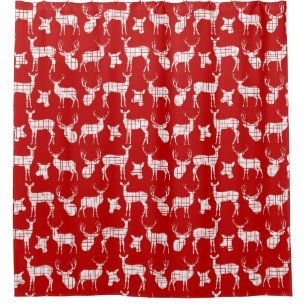 Rideaux De Douche Red et White Deer Bucks Doe Wildlife Nature
