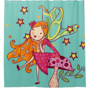 Rideaux De Douche Red Haired Garden Fairy sur Toadstool