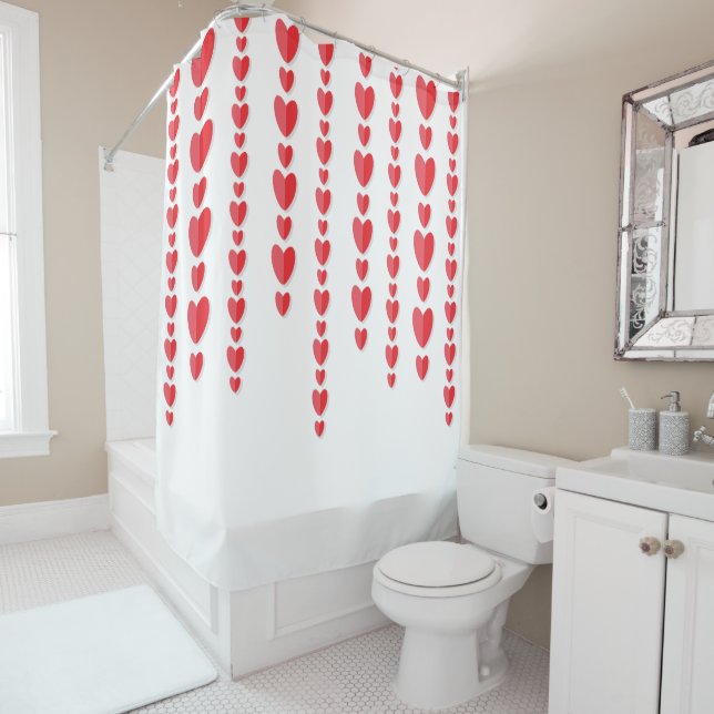 Rideaux De Douche Red Hearts mignon Valentine's (En situation)
