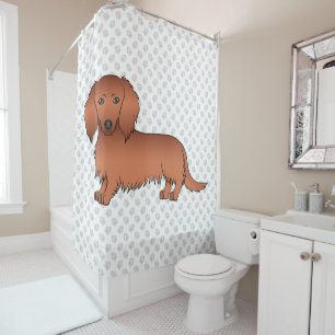 Rideaux De Douche Red Long Cheveux Dachshund mignonette Cartoon Chie