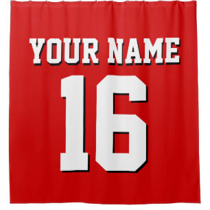 Rideaux De Douche Red White Sports Jersey Team Jersey
