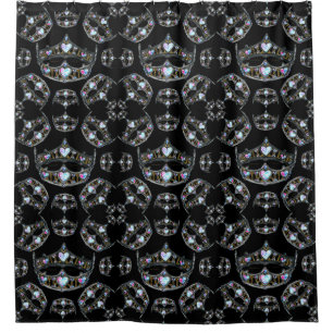Rideaux De Douche Reine des Coeurs Argent Couronne Tiaras noir