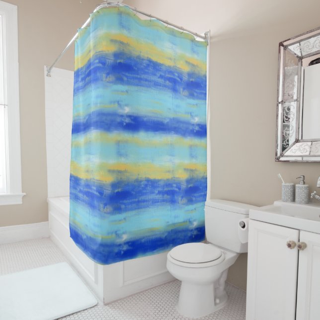 Rideaux De Douche Relaxing Beach Aqua Turquiose Nautical  (En situation)