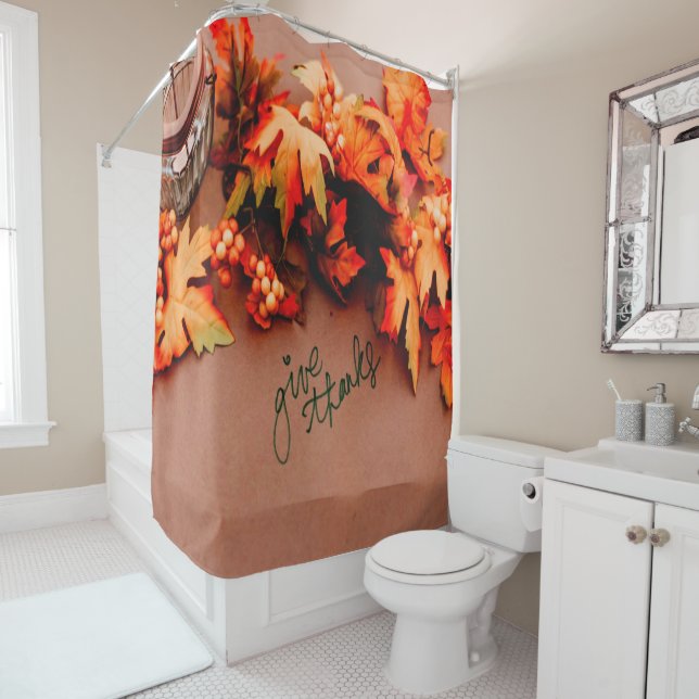 Rideaux De Douche Remerciez-nous avec les feuilles de automne Thanks (En situation)