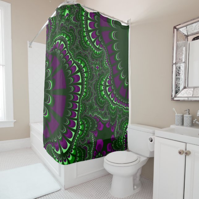 Rideaux De Douche Remix vert pin (En situation)