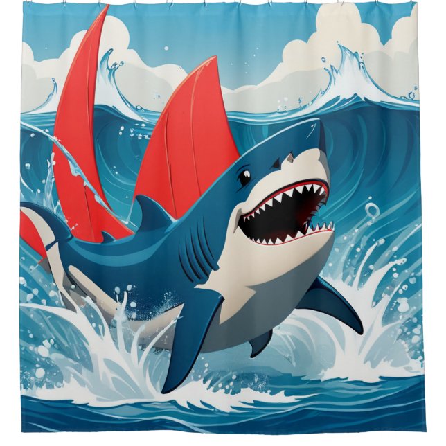 Rideaux De Douche Requin dans l'océan (Devant)