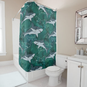 Rideaux De Douche Requins, marine, mer, poisson, prédateur, animal,