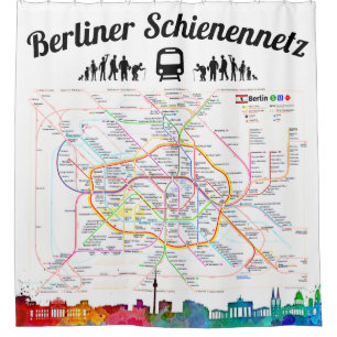 Rideaux De Douche « Réseau ferroviaire de BERLIN plan sur le ride
