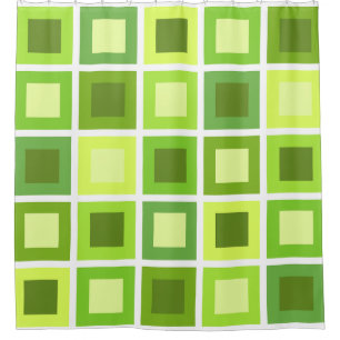 Rideaux De Douche Retro 1950 Carreaux Motif Chartreuse Green