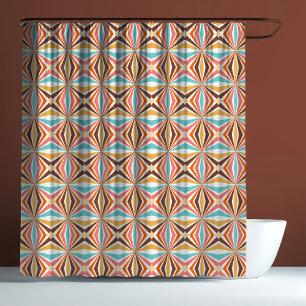 Rideaux De Douche RETRO Années 70 Géométrique Hippie Psychédélique É