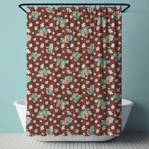 Rideaux De Douche RETRO Années 70 Mod Fleur de Daisy Papillon Hippy